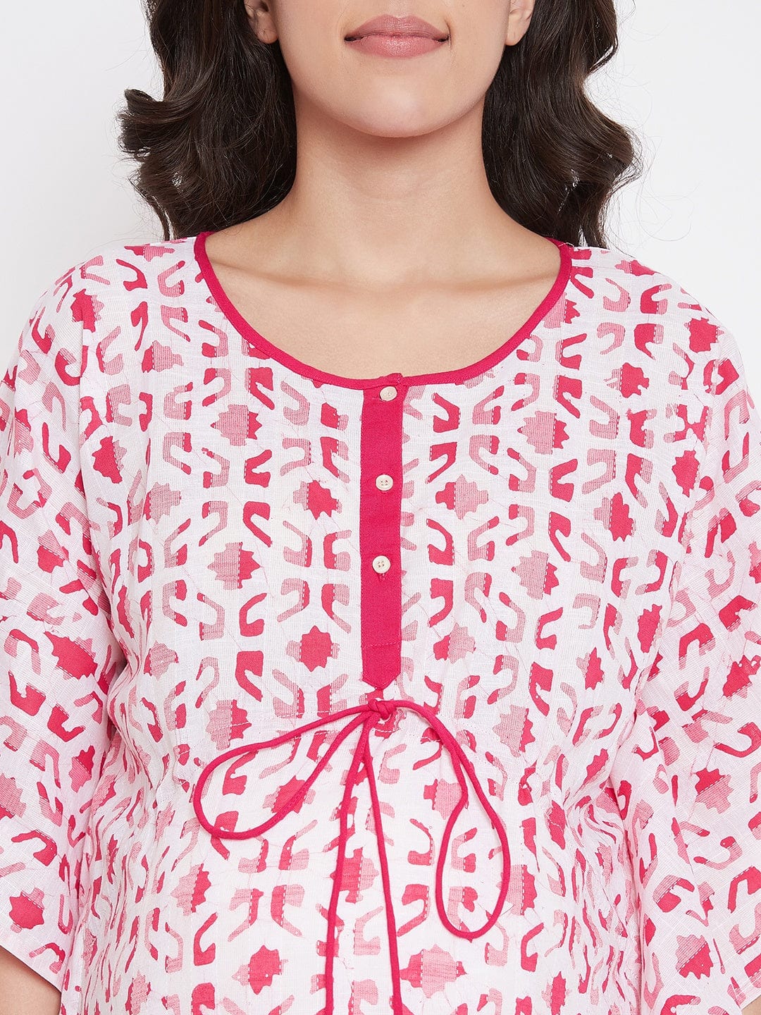 The Kaftan Company Kaftan Pink Striped Batik Hand Block Maternity Kaftan - (Clearance - Final Sale)