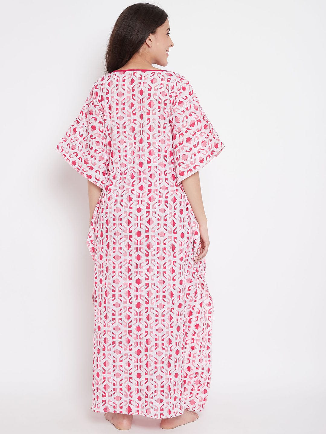 The Kaftan Company Kaftan Pink Striped Batik Hand Block Maternity Kaftan - (Clearance - Final Sale)