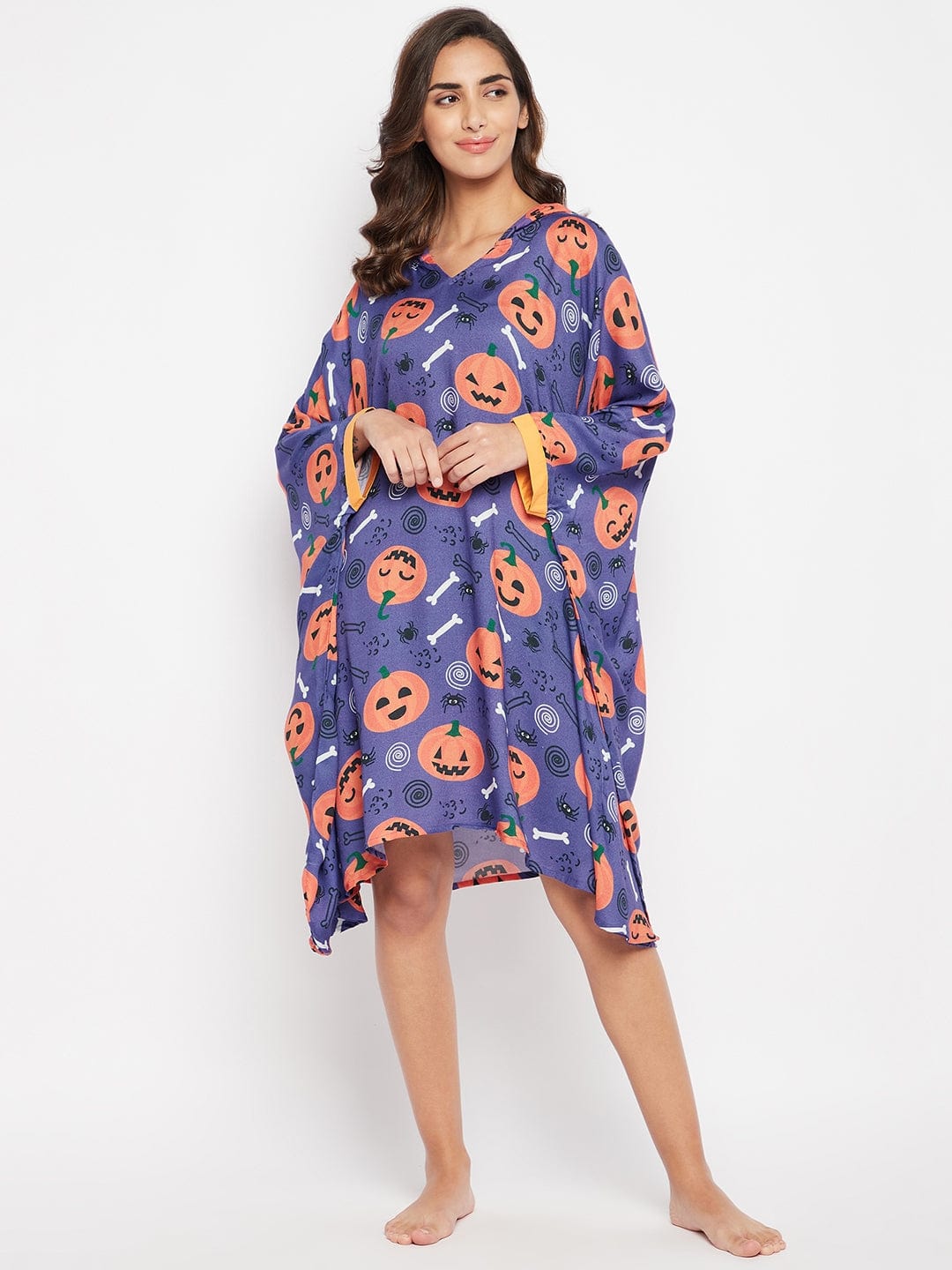 The Kaftan Company Kaftan Purple Slim Fit hooded Halloween Kaftan Dress