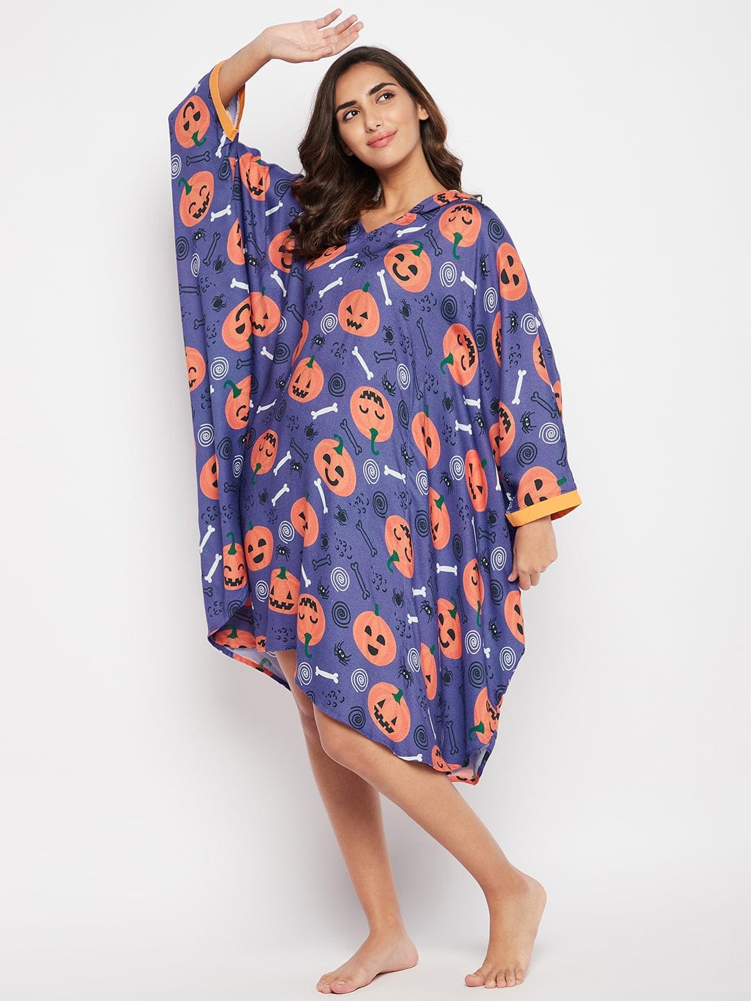 The Kaftan Company Kaftan Purple Slim Fit hooded Halloween Kaftan Dress