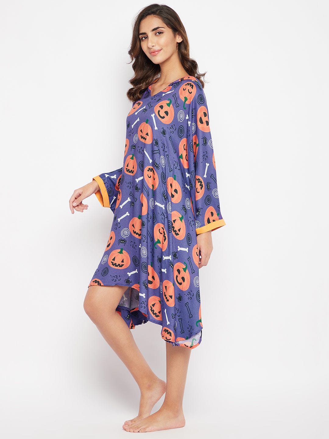 The Kaftan Company Kaftan Purple Slim Fit hooded Halloween Kaftan Dress