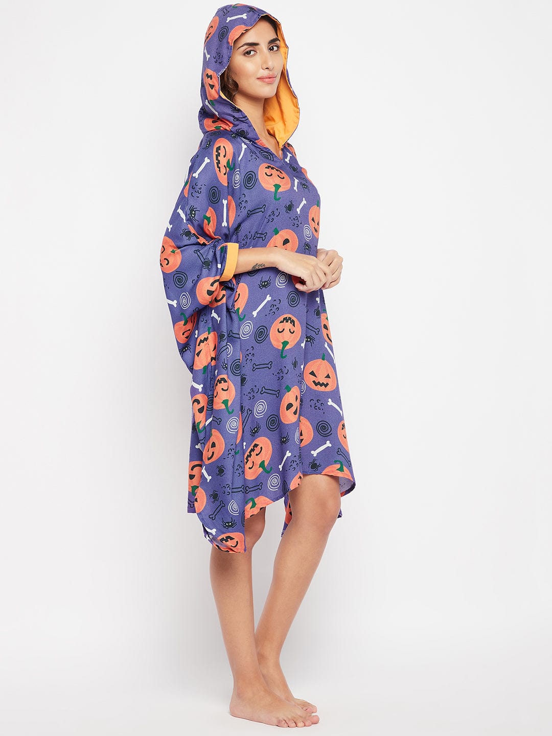 The Kaftan Company Kaftan Purple Slim Fit hooded Halloween Kaftan Dress