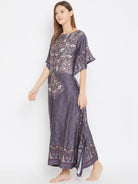 The Kaftan Company Kaftan Regal Motif Printed Grey Maxi Kaftan