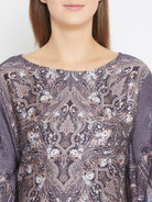 The Kaftan Company Kaftan Regal Motif Printed Grey Maxi Kaftan