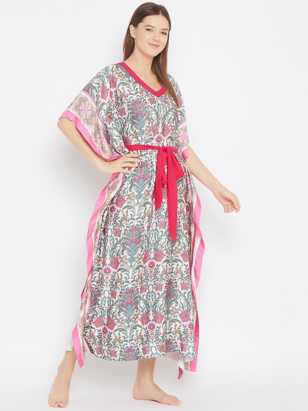 The Kaftan Company Kaftan Royal Gardenia White Maxi Kaftan