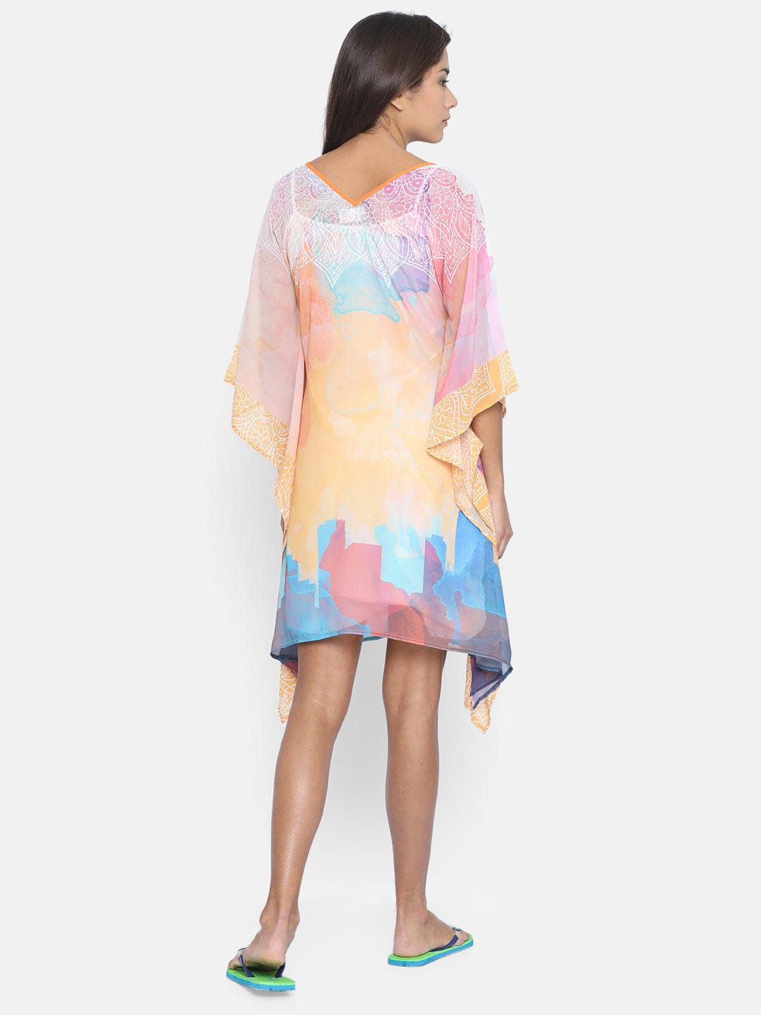 The Kaftan Company Kaftan Smudged Scape Sheer Beachwear Kaftan - (Clearance - Final Sale)