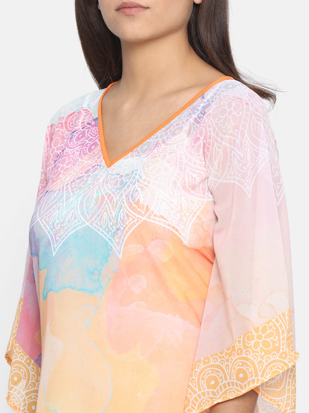 The Kaftan Company Kaftan Smudged Scape Sheer Beachwear Kaftan - (Clearance - Final Sale)