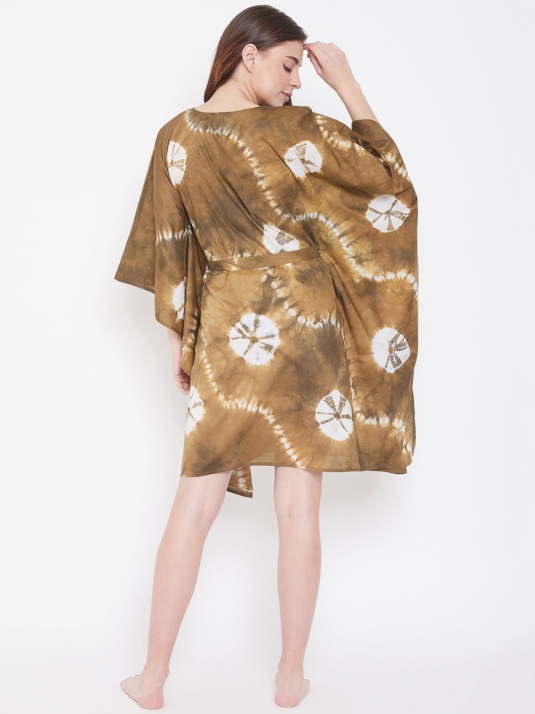 The Kaftan Company Kaftan Tortilla Tan Tie-Dye Kaftan with Belt - (Clearance - Final Sale)