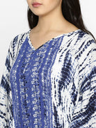 The Kaftan Company Kaftan White & Blue Printed Cover-Up Top - (Clearance - Final Sale)