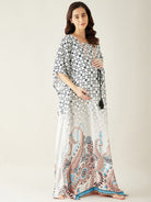 The Kaftan Company Kaftan White Digital Printed Night Wear Maternity Kaftan