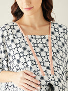 The Kaftan Company Kaftan White Digital Printed Night Wear Maternity Kaftan