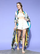 The Kaftan Company Kaftan White Floral Line Resort Kaftan Coverup