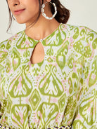 The Kaftan Company Kaftan White Ikkat Print Resort Kaftan