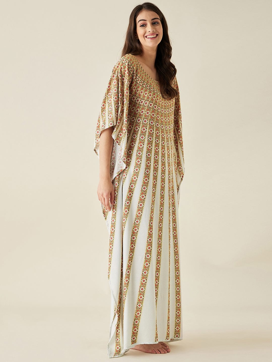 The Kaftan Company Kaftan White Sunburst Supersoft Kaftan Loungewear