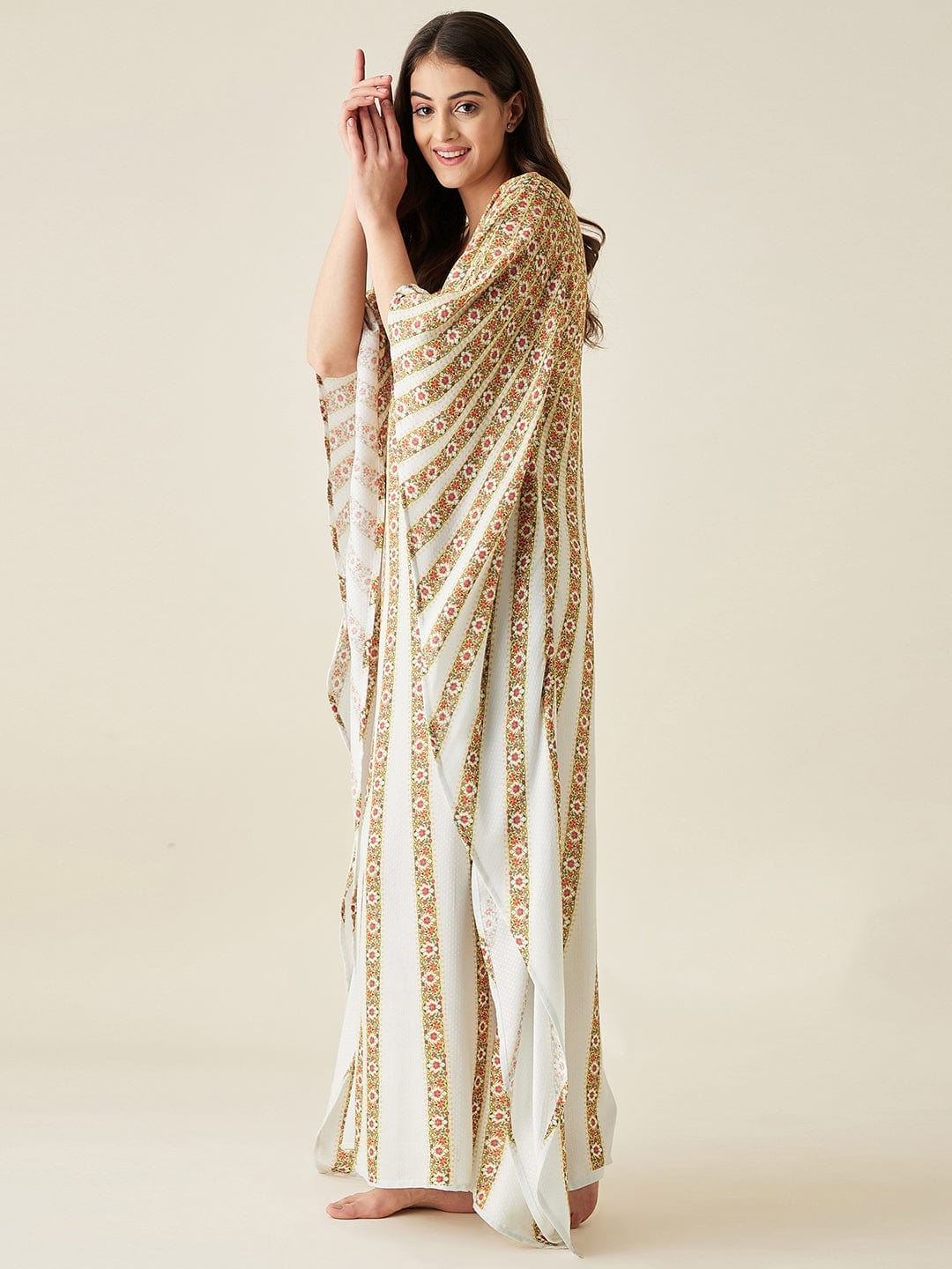 The Kaftan Company Kaftan White Sunburst Supersoft Kaftan Loungewear