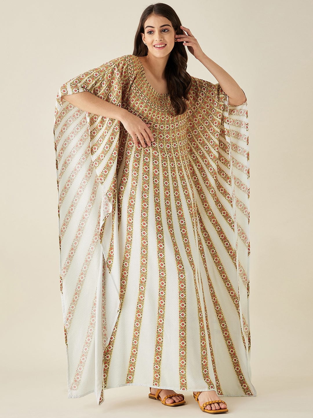 The Kaftan Company Kaftan White Sunburst Supersoft Kaftan Loungewear
