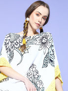 The Kaftan Company Kaftan White Sunflowers And Lilies Resortwear Kaftan