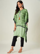 The Kaftan Company Kurta Green and Black Paneled Bandhani Kurta