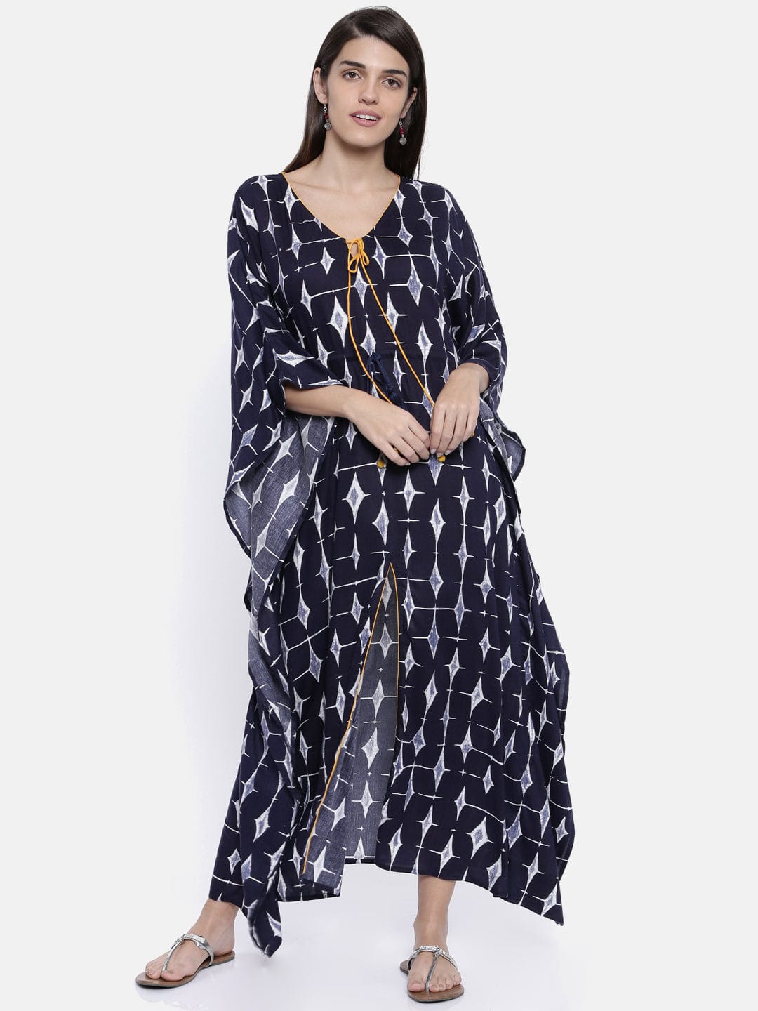 The Kaftan Company Kurta Indigo Trapezoid Kaftan Kurta with Slit - (Clearance - Final Sale)