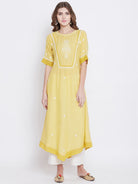 The Kaftan Company Kurta PASTEL SUNSHINE CHIKANKARI KURTA