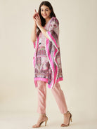 The Kaftan Company Kurta Pink Floral and Paisley Printed Kaftan Kurta