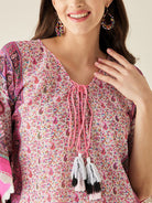 The Kaftan Company Kurta Pink Floral and Paisley Printed Kaftan Kurta