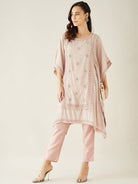 The Kaftan Company Kurta Sets Pastel Pink Hand Embroidered Kaftan Kurta Set