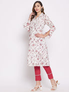 The Kaftan Company Kurta Sets White Floral Vine Linen Kurta Set