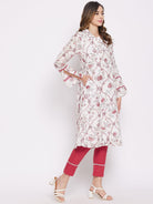 The Kaftan Company Kurta Sets White Floral Vine Linen Kurta Set