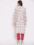 The Kaftan Company Kurta Sets White Floral Vine Linen Kurta Set