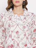 The Kaftan Company Kurta Sets White Floral Vine Linen Kurta Set