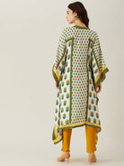 The Kaftan Company Kurta White and Green Buta and Lace Modal Kaftan Kurta (Final Sale)