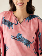The Kaftan Company Lounge Set Blue Leopard Satin Kaftan Pyjama Set