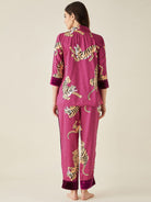 The Kaftan Company Lounge Set Tiger Wine Satin Pyjama Set (Final Sale)