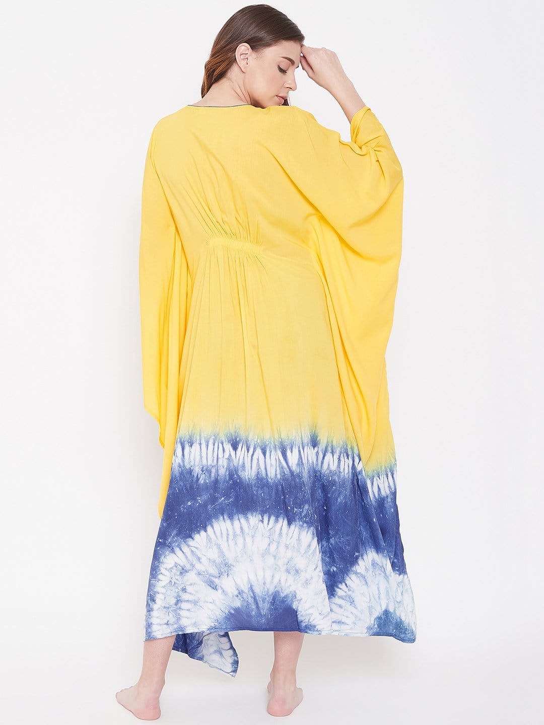 The Kaftan Company Loungewear Gold Macaw Ombre Tie-Dye Kaftan