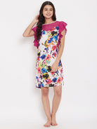 The Kaftan Company Loungewear Pink Floral Sleepdress with Lace Yoke - (Clearance - Final Sale)