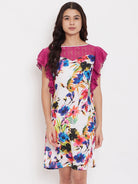 The Kaftan Company Loungewear Pink Floral Sleepdress with Lace Yoke - (Clearance - Final Sale)