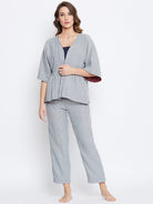 The Kaftan Company Loungewear Reversible Plaids and Stripes Cotton Lounge Set - (Clearance - Final Sale)