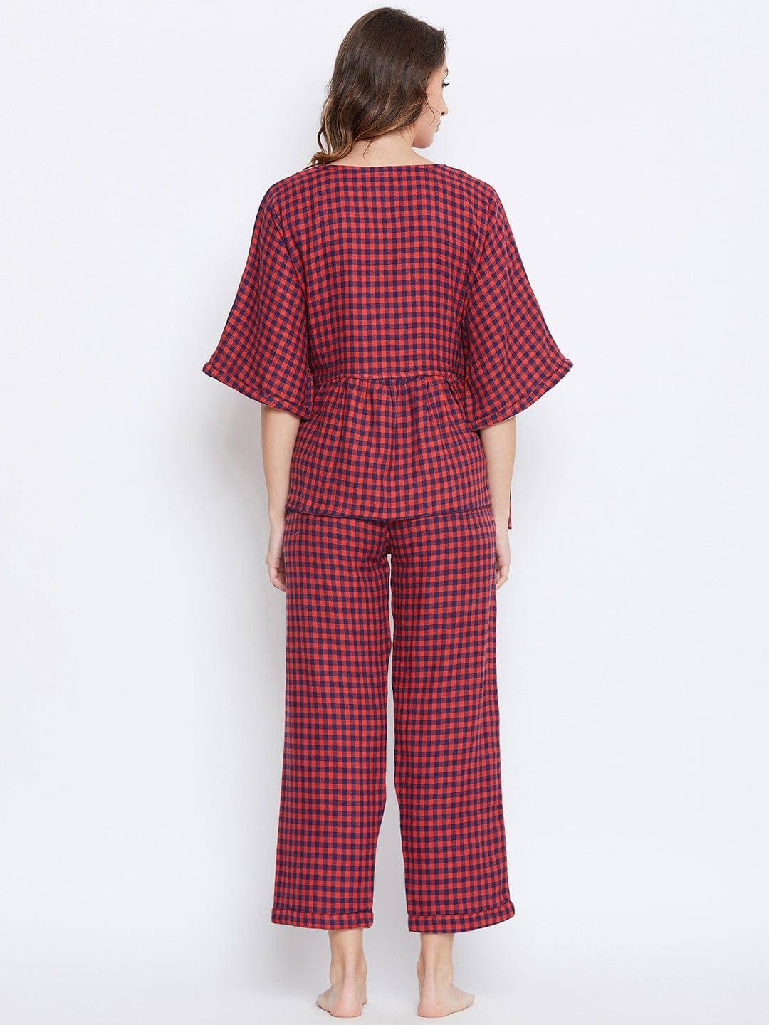 The Kaftan Company Loungewear Reversible Plaids and Stripes Cotton Lounge Set - (Clearance - Final Sale)