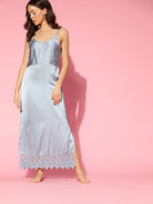 The Kaftan Company Negligee Steel Blue Satin Slip