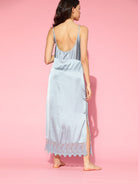 The Kaftan Company Negligee Steel Blue Satin Slip