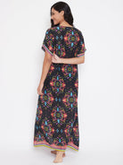 The Kaftan Company Nightdress Floral Rhythm Modal Black Nighty