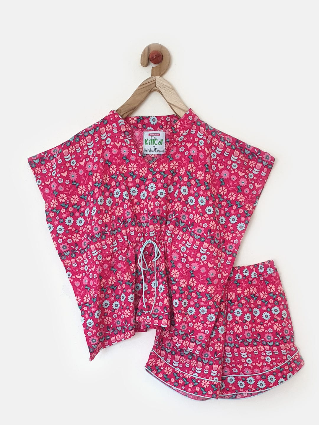 The Kaftan Company Nightdress Girls Fuschia Florals Girls Shorts Set