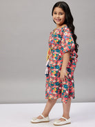 The Kaftan Company Nightdress Girls Red Floral Printed Kaftan Dress