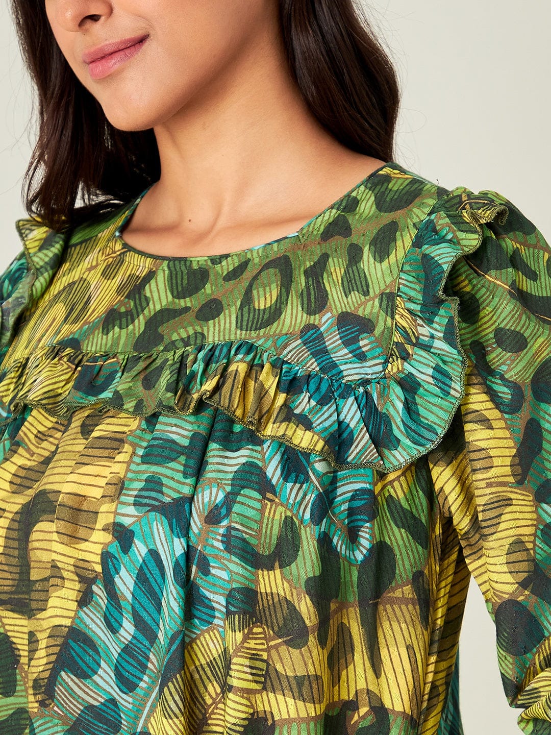 The Kaftan Company Nightdress Green Tropica Animal Nightdress