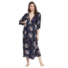 The Kaftan Company Nightdress Navy Blue Floral Maternity Dress - (Clearance - Final Sale)