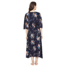 The Kaftan Company Nightdress Navy Blue Floral Maternity Dress - (Clearance - Final Sale)