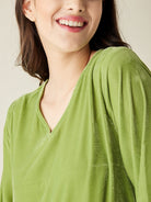 The Kaftan Company Nightdress Olive Velvet Layered Midi Loungedress