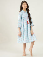 The Kaftan Company Nightdress Pastel Blue Carnival Print Nightdress