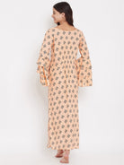 The Kaftan Company Nightdress Peach Buti Nightdress with Layered Sleeves - (Clearance - Final Sale)